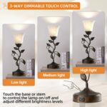 RORIANO Touch Bedside Table Lamp, Vintage Nightstand Lamp with 2 USB Ports for L... - Image 4