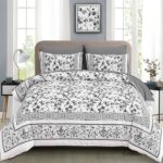 Dobuyly Floral Queen Comforter Set, 7 Piece Bed in a Bag Queen Size Grey Flowers... - Image 3