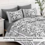 Dobuyly Floral Queen Comforter Set, 7 Piece Bed in a Bag Queen Size Grey Flowers... - Image 5