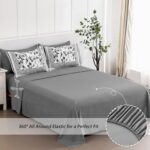 Dobuyly Floral Queen Comforter Set, 7 Piece Bed in a Bag Queen Size Grey Flowers... - Image 7