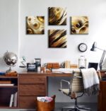 BLINFEIRU Modern Gold Abstract Canvas Wall Art Black and Gold Wall Decor for Liv... - Image 3