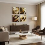 BLINFEIRU Modern Gold Abstract Canvas Wall Art Black and Gold Wall Decor for Liv... - Image 7