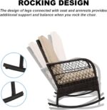 LEVELEVE 3 pcs Rocking Bistro Set Conversation Chairs PE Wicker Outdoor Rocking ... - Image 5