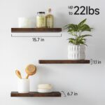 BAYKA Bathroom Floating Shelves for Wall Set of 3 - Rustic Brown Farmhouse Wood ... - Image 4