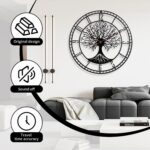 Dankeit Tree of Life Wall Clock, 24Inch Metal Black Family Tree Oversized Wall C... - Image 3