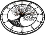 Dankeit Tree of Life Wall Clock, 24Inch Metal Black Family Tree Oversized Wall C... - Image 6