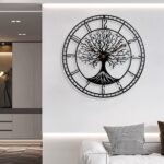 Dankeit Tree of Life Wall Clock, 24Inch Metal Black Family Tree Oversized Wall C... - Image 8