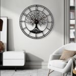 Dankeit Tree of Life Wall Clock, 24Inch Metal Black Family Tree Oversized Wall C... - Image 9