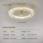 LUDOMIDE Flush Mount Ceiling Fan with Light, 22" Modern Crystal Chandelier Ceili... - Image 3