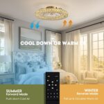 LUDOMIDE Flush Mount Ceiling Fan with Light, 22" Modern Crystal Chandelier Ceili... - Image 8