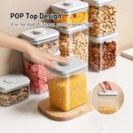 Airtight Food Storage Containers,1.3Qt 3Pcs Pop Food Containers with Lids, Stack... - Image 3