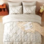 CozyLux King Size Comforter Set Beige, 7 Pieces Bed in A Bag Beige Comforter Kin... - Image 3