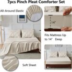 CozyLux King Size Comforter Set Beige, 7 Pieces Bed in A Bag Beige Comforter Kin... - Image 7