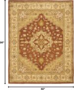 SAFAVIEH Heritage Collection 5' x 8' Rust / Gold HG345A Handmade Traditional Ori... - Image 3