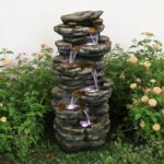 Naturefalls 40inches High Outdoor Rock Water Fountain with LED Lights - 6-Tiers ... - Image 3
