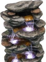 Naturefalls 40inches High Outdoor Rock Water Fountain with LED Lights - 6-Tiers ... - Image 7