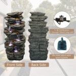 Naturefalls 40inches High Outdoor Rock Water Fountain with LED Lights - 6-Tiers ... - Image 8