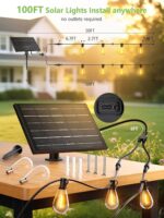 luckystyle 100FT Solar String Lights Outdoor Waterproof 2200K with Remote & USB ... - Image 5