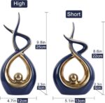 Gold Blue Abstract Ceramic Modern Sculpture, Knick Knacks Statues for Living Roo... - Image 4