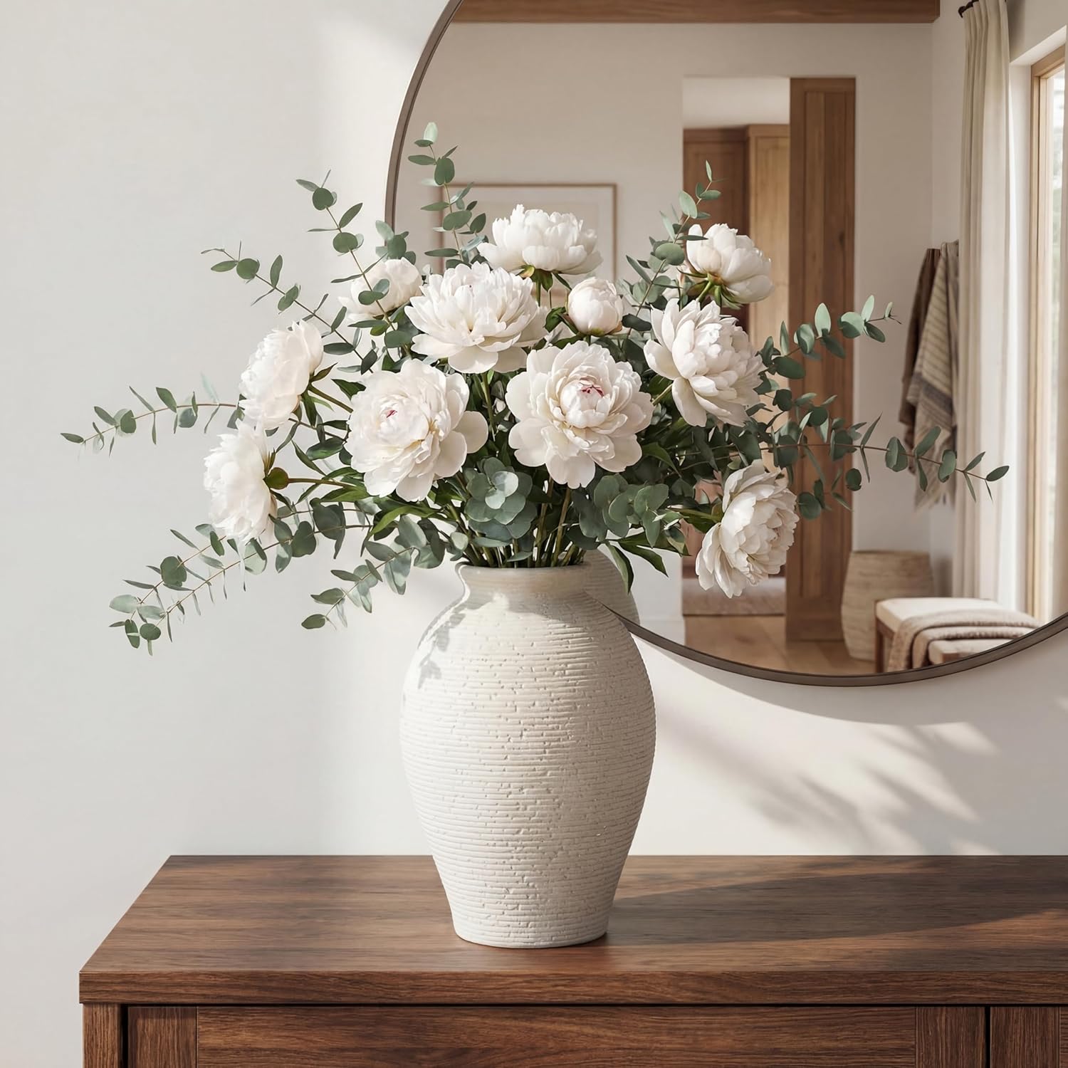 Ceramic Flower Vase for Home Decor, Rustic Farmhouse Vintage Retro Large Vase fo... - Image 3