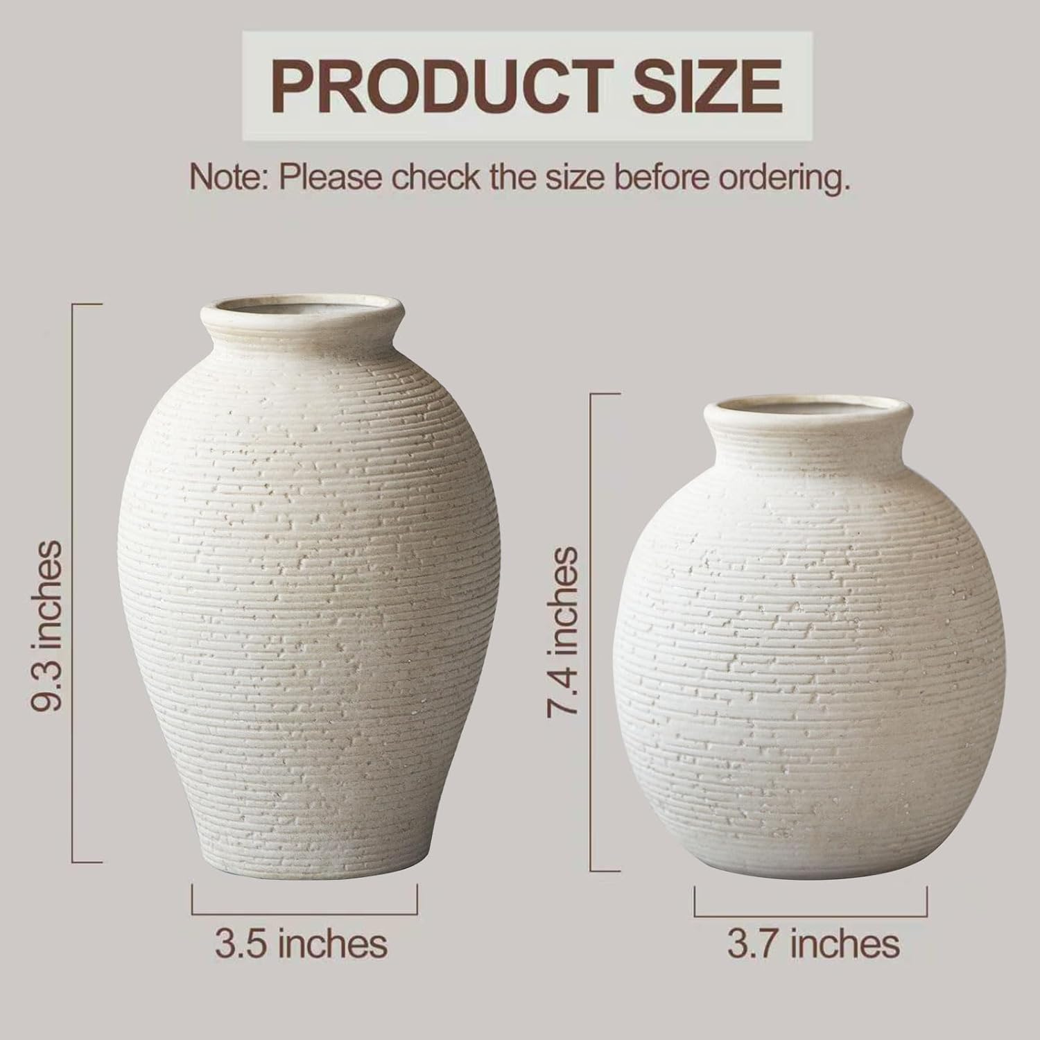 Ceramic Flower Vase for Home Decor, Rustic Farmhouse Vintage Retro Large Vase fo... - Image 4