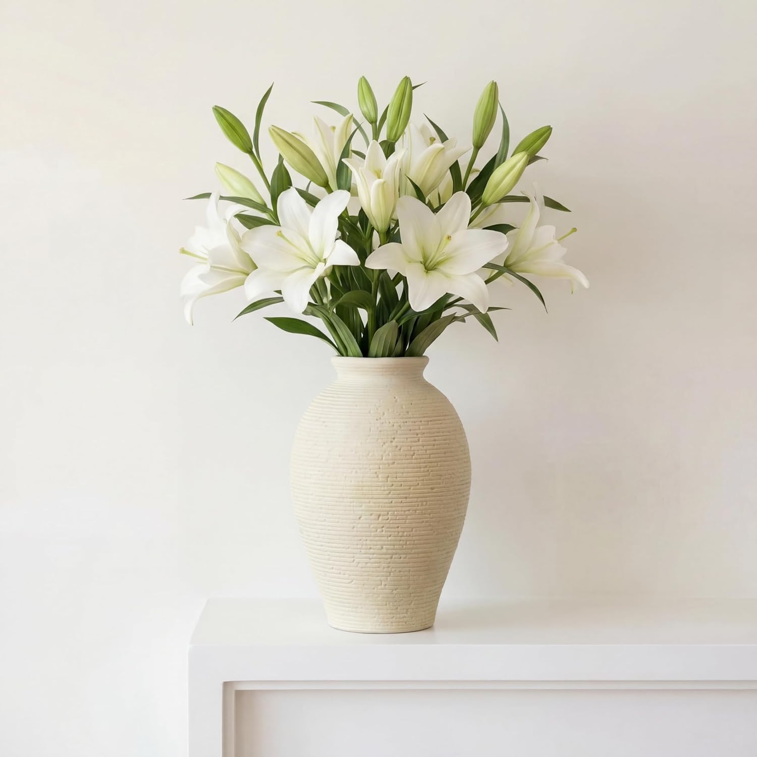 Ceramic Flower Vase for Home Decor, Rustic Farmhouse Vintage Retro Large Vase fo... - Image 8