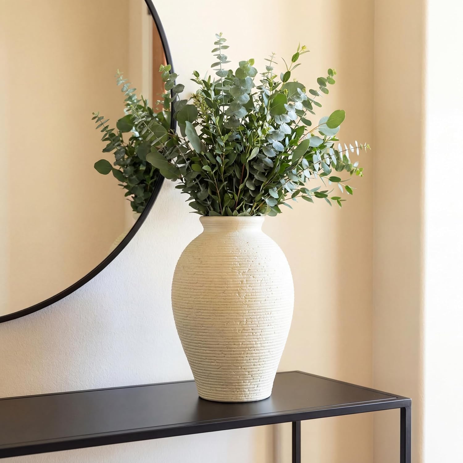 Ceramic Flower Vase for Home Decor, Rustic Farmhouse Vintage Retro Large Vase fo... - Image 9