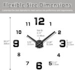 Mintime Modern Frameless DIY Wall Clock Large 3D Wall Watch Mirror Numbers for H... - Image 4