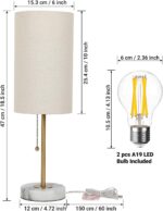 JUNNAI 18.5" Desk Lamp & Table Lamp Set of 2, Skinny Bedside Lamp with Marble Ba... - Image 4