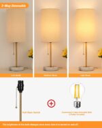 JUNNAI 18.5" Desk Lamp & Table Lamp Set of 2, Skinny Bedside Lamp with Marble Ba... - Image 5