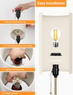JUNNAI 18.5" Desk Lamp & Table Lamp Set of 2, Skinny Bedside Lamp with Marble Ba... - Image 7