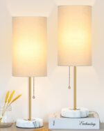 JUNNAI 18.5" Desk Lamp & Table Lamp Set of 2, Skinny Bedside Lamp with Marble Ba... - Image 8