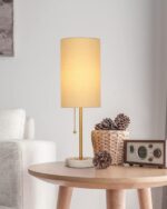 JUNNAI 18.5" Desk Lamp & Table Lamp Set of 2, Skinny Bedside Lamp with Marble Ba... - Image 9