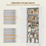 Cyclysio 80" Kitchen Pantry, Extra Tall Arch Storage Cabinet with 4 Doors and Ad... - Image 5