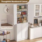 Cyclysio 80" Kitchen Pantry, Extra Tall Arch Storage Cabinet with 4 Doors and Ad... - Image 6