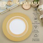 FOCUSLINE Gold Plastic Plates Set of 102, Disposable Plates with Gold Grid Rim 5... - Image 5