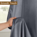 DWCN Grey Velvet Curtains 96 Inches Long with Tiebacks - Thermal Insulated Gromm... - Image 3