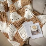 Tudomro Checkered Chunky Knit Throw Blanket for Couch 50 x 60 Inches Neutral Dec... - Image 3