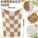 Tudomro Checkered Chunky Knit Throw Blanket for Couch 50 x 60 Inches Neutral Dec... - Image 4
