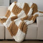 Tudomro Checkered Chunky Knit Throw Blanket for Couch 50 x 60 Inches Neutral Dec... - Image 5