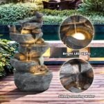Grepatio Outdoor 5-Tiers Cascading Rock Water Fountain, Waterfall Fountain with ... - Image 4