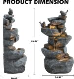 Grepatio Outdoor 5-Tiers Cascading Rock Water Fountain, Waterfall Fountain with ... - Image 6