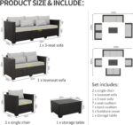 Rattaner 5-Piece Patio Furniture Sofa Set Outdoor Wicker Sectional Couch with St... - Image 5