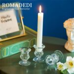 Romadedi Glass Taper Candle Holders - Clear Small Candlestick Holder Bulk, Thick... - Image 3
