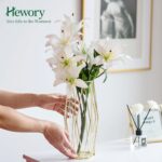 Gold Modern Flower Vases for Centerpieces – Hewory 11Inch Glass Vase with Metal ... - Image 3