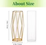Gold Modern Flower Vases for Centerpieces – Hewory 11Inch Glass Vase with Metal ... - Image 7