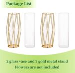 Gold Modern Flower Vases for Centerpieces – Hewory 11Inch Glass Vase with Metal ... - Image 8