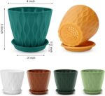 YNNICO 4 inch Plant Pots, 6 Pack Flower Pots Outdoor Indoor, Planters with Drain... - Image 4