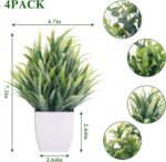 CEWOR Fake Plants 4 Packs Small Artificial Greenery Mini White Potted Plants Bat... - Image 3