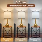 23" Farmhouse Table Lamp Set of 2, Golden Metal Modern Bedside Lamps for Living ... - Image 3